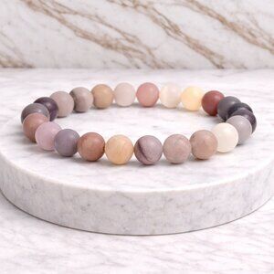 Matte Violet Agate Gemstone 8MM Beads Stretch Bracelet Crystal Jewelry